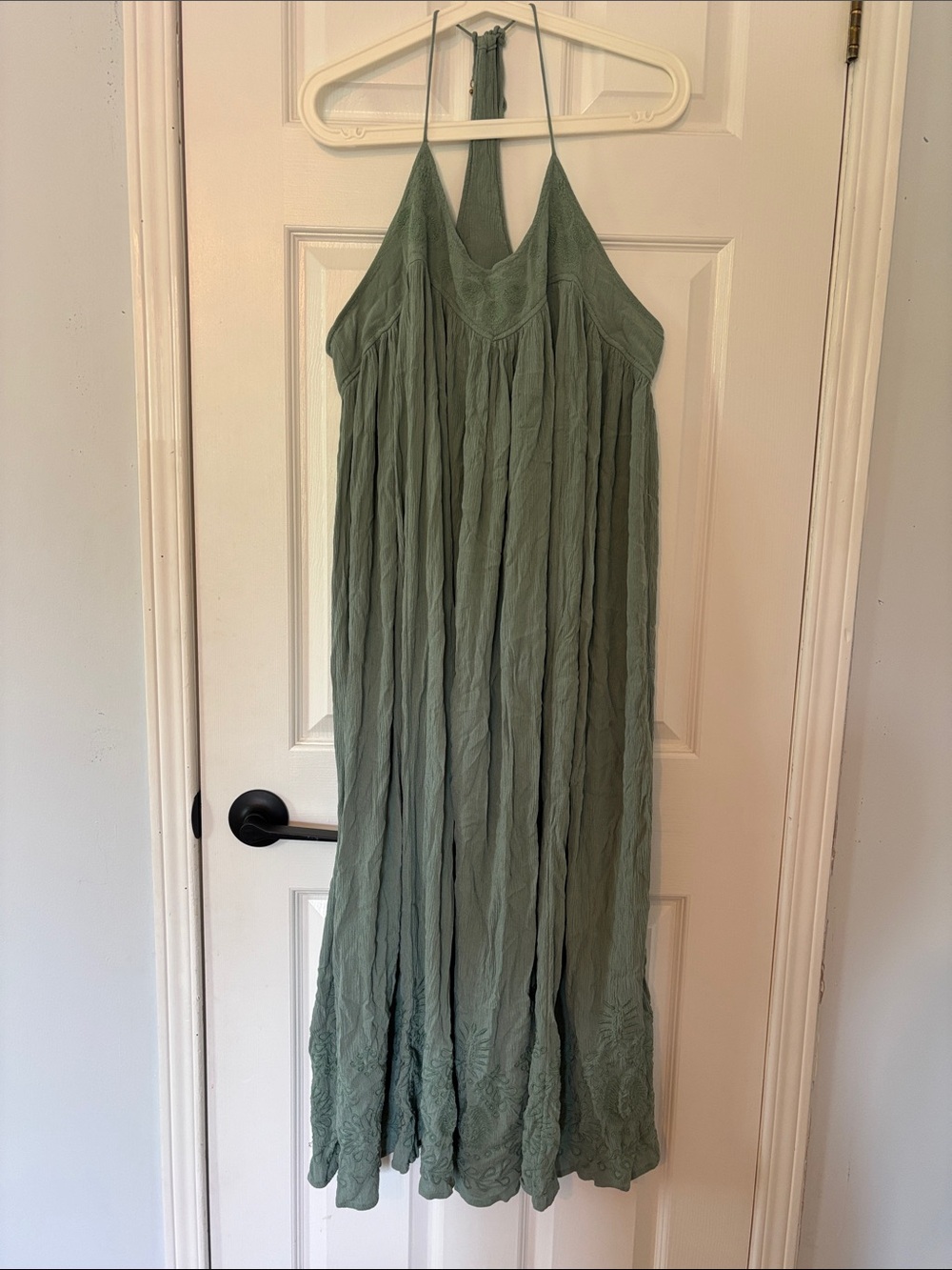 Free People Sage Green Halter Maxi Dress
